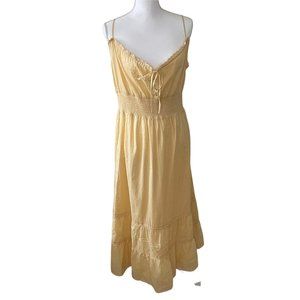 NWT Reformation Midi Dress Landon Pale Yellow Parmesan Organic Cotton 12